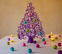 Árbol de Navidad con decoración navideña cortada con láser