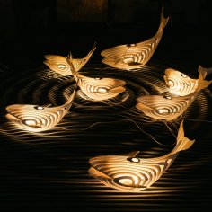 Лазерная резка деревянного шаблона китовой лампы 4 мм