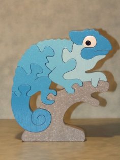 Laser Cut Chameleon Educational Puzzle Game For Children Free Vector