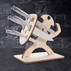 Laser Cut Spartan Kitchen Knife Stand Free Vector