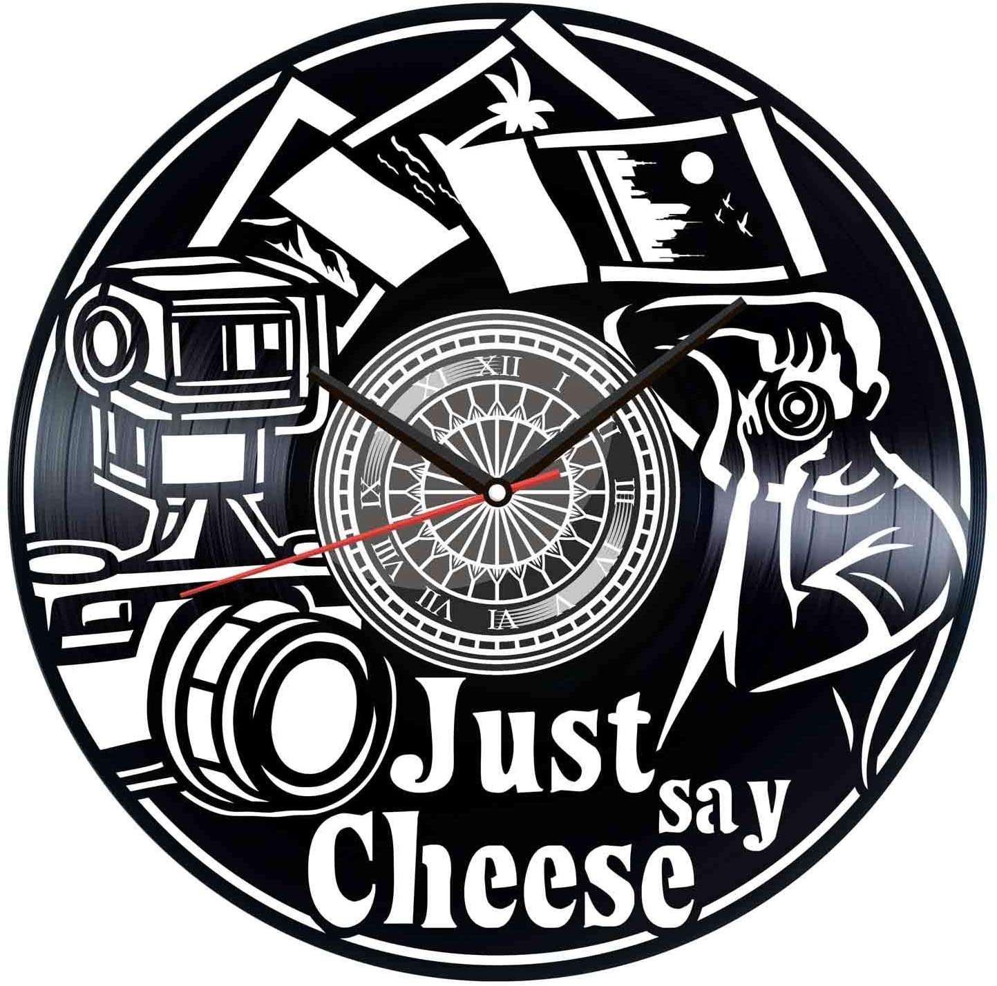 Laser Cut Just Say Cheese Vinyl Photography Clock Free Vector