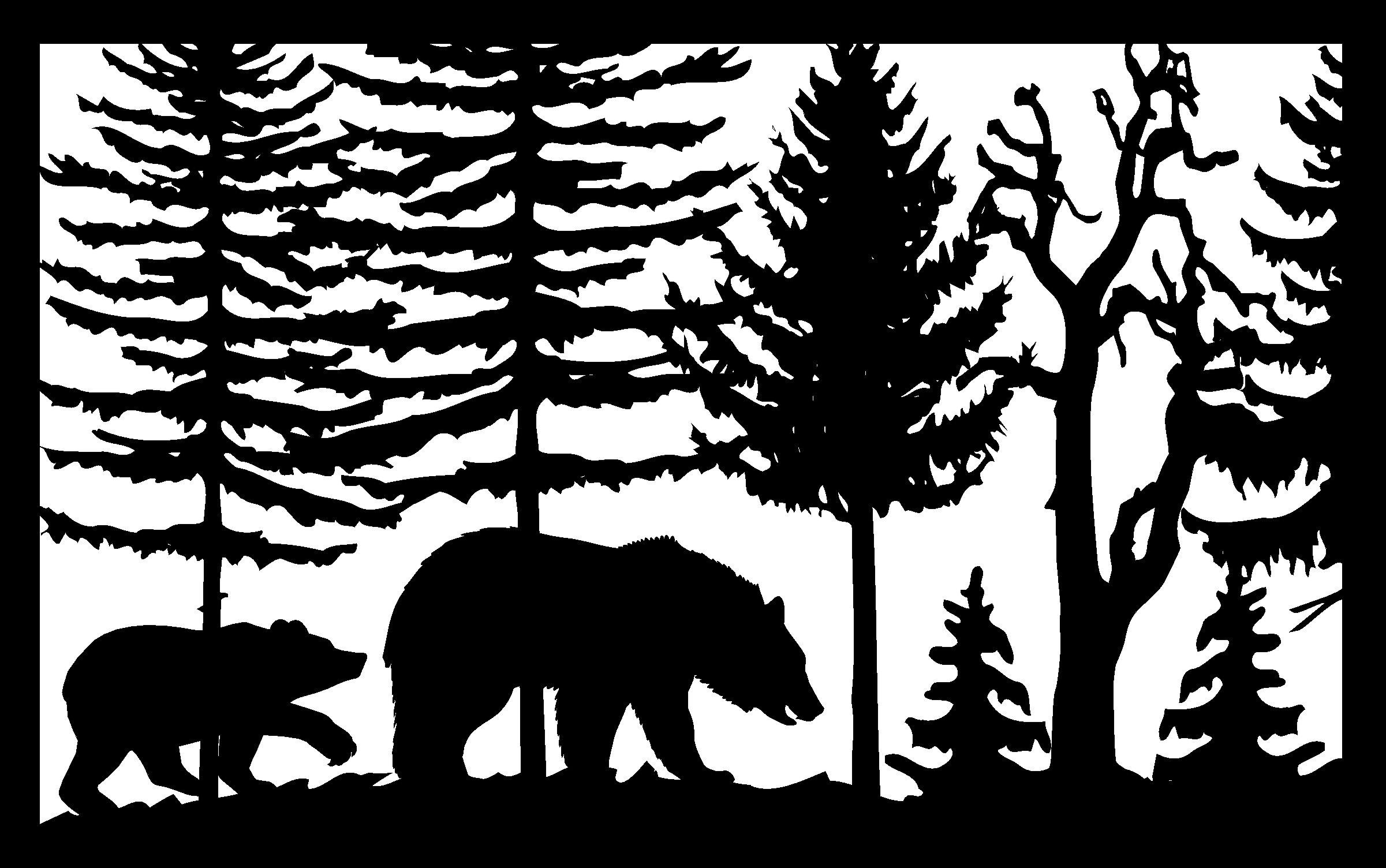 30 X 48 Плазменное Искусство Два Медведя Деревья