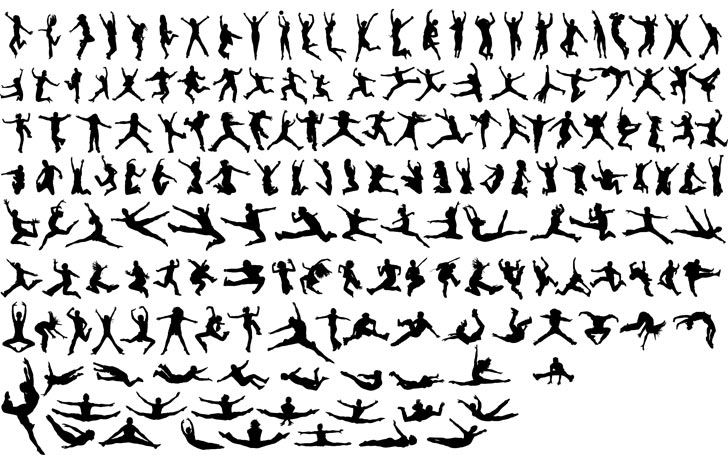 Silhouettes Jumping People Free Vector