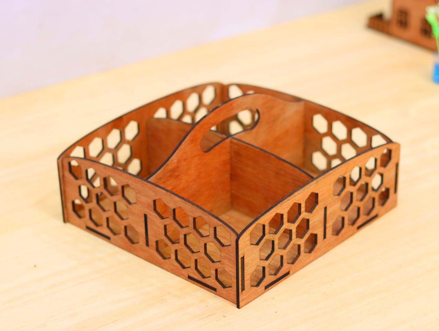 Laser Cut Wooden Compartment Tray Free Vector