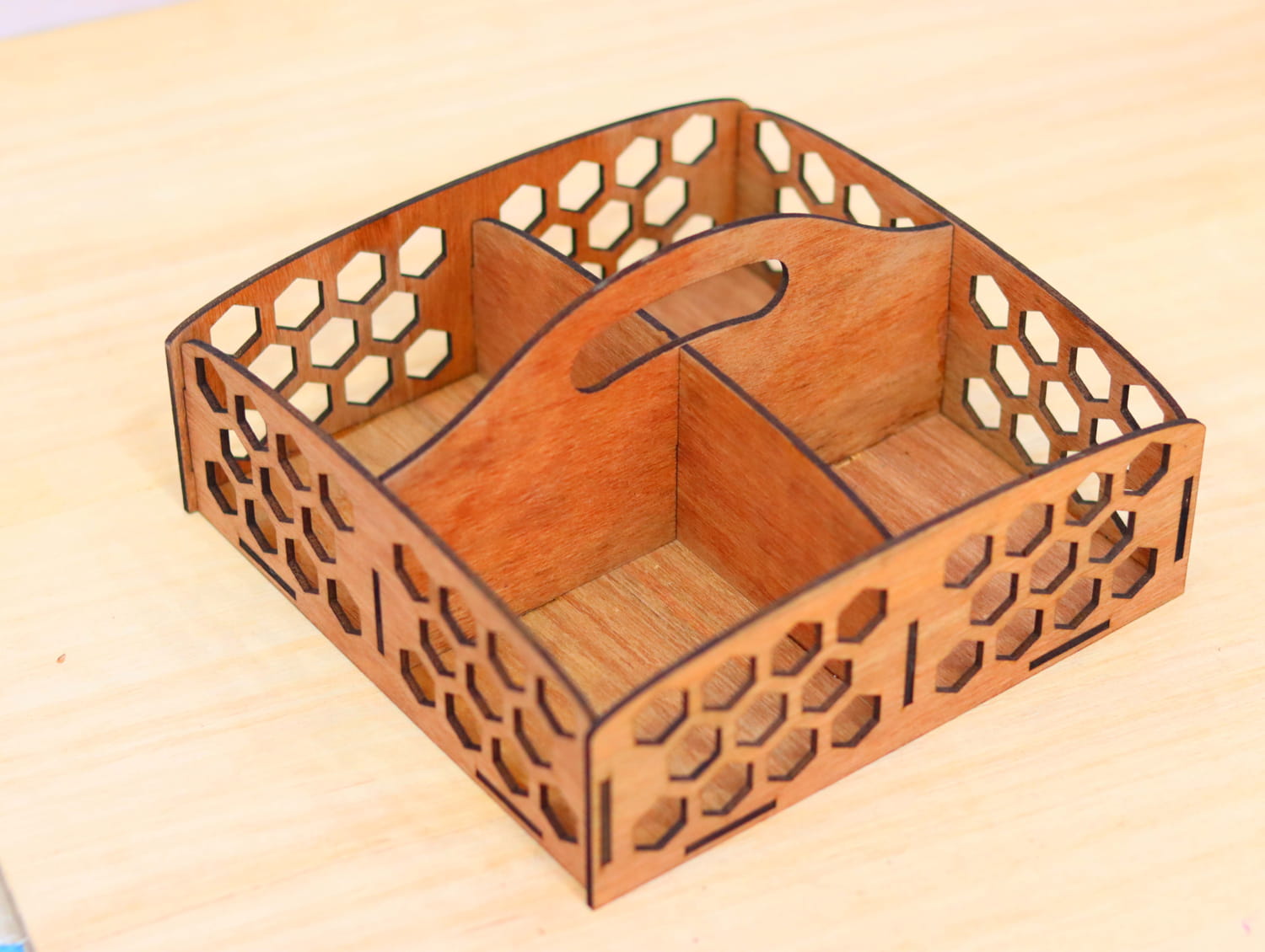 Laser Cut Wooden Compartment Tray Free Vector