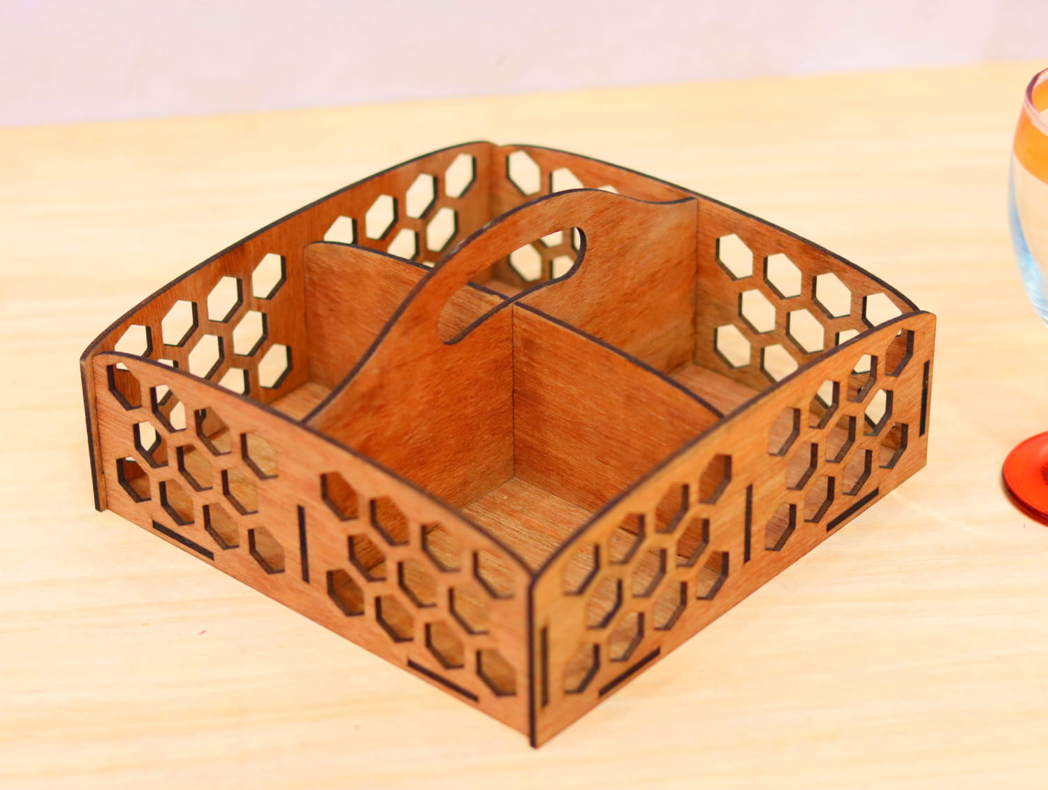 Laser Cut Wooden Compartment Tray Free Vector