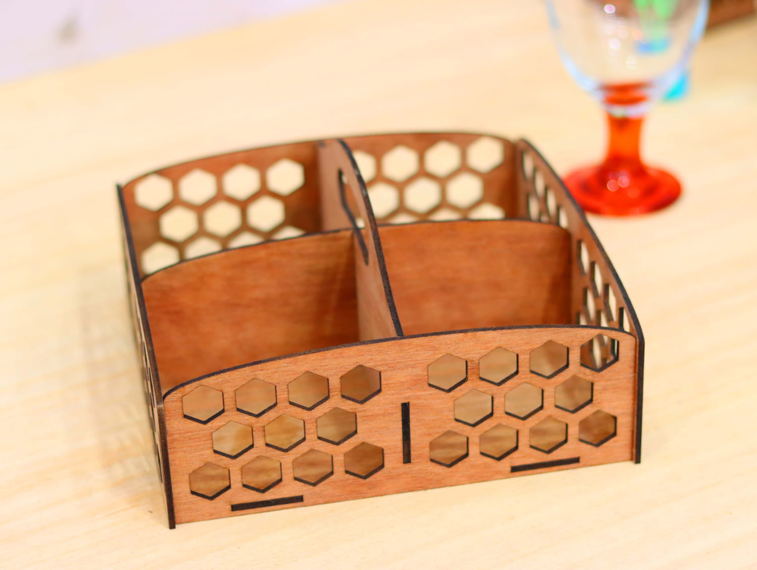 Laser Cut Wooden Compartment Tray Free Vector