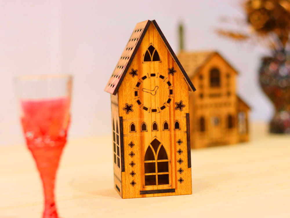 Laser Cut Wooden Tall Clock House Free Vector