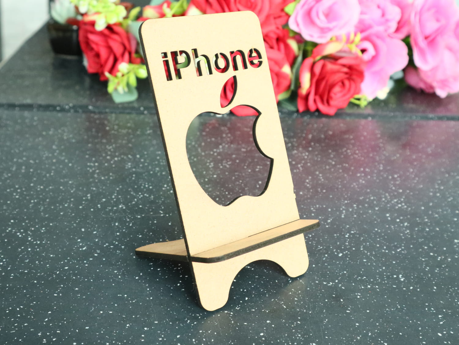 Laser Cut Wooden iPhone Stand Free Vector