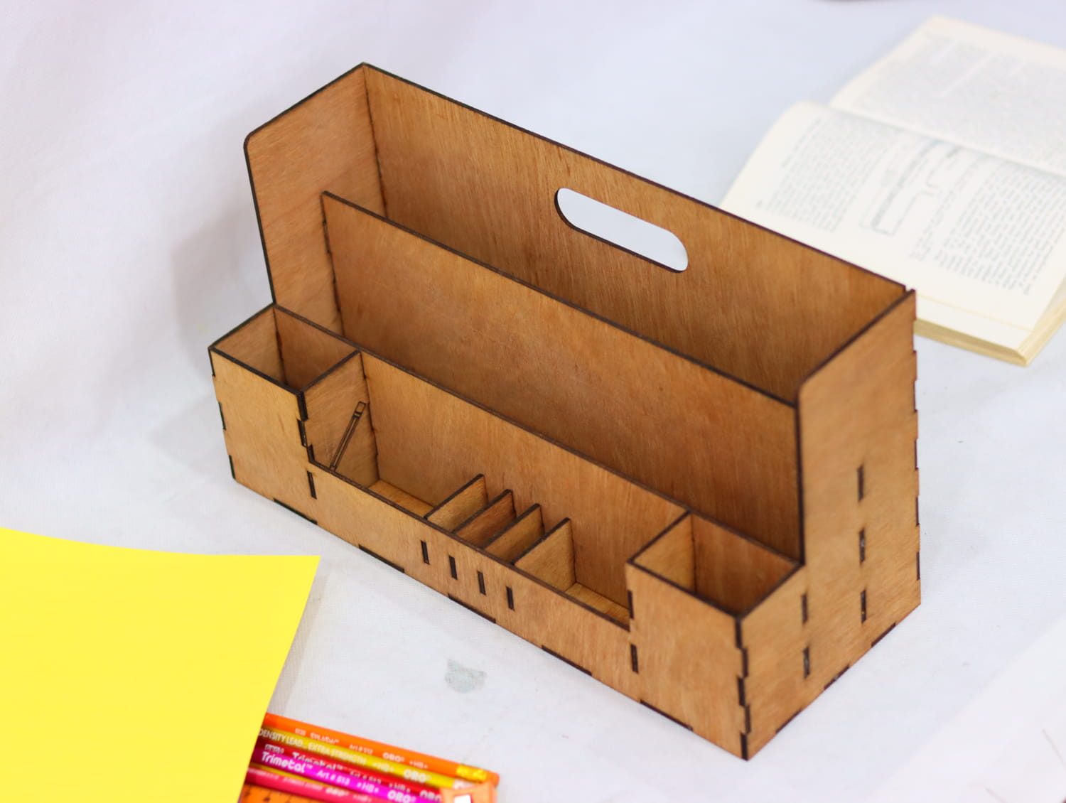 Laser Cut Modern Office Desk Organizer Free Vector