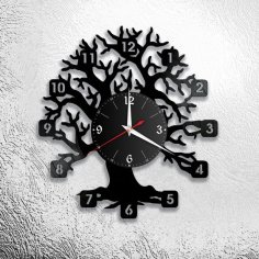 Laser Cut Wall Clock With Tree Pattern Free Vector
