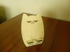 Laser Cut Wooden Grumpy Cat Phone Stand Free Vector