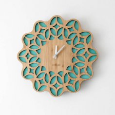 Reloj de pared de madera único cortado con láser 3D