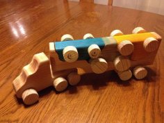 Camión de juguete de madera con plantilla de corte láser de coches de juguete extraíbles