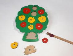 취학 전 조기 학습을 위한 레이저 커트 간단한 사과 못 퍼즐 나무로 되는 장난감