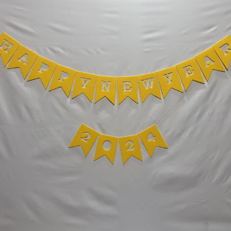 Laser Cut Happy New Year Banner Bunting Hanging Decor Free Vector