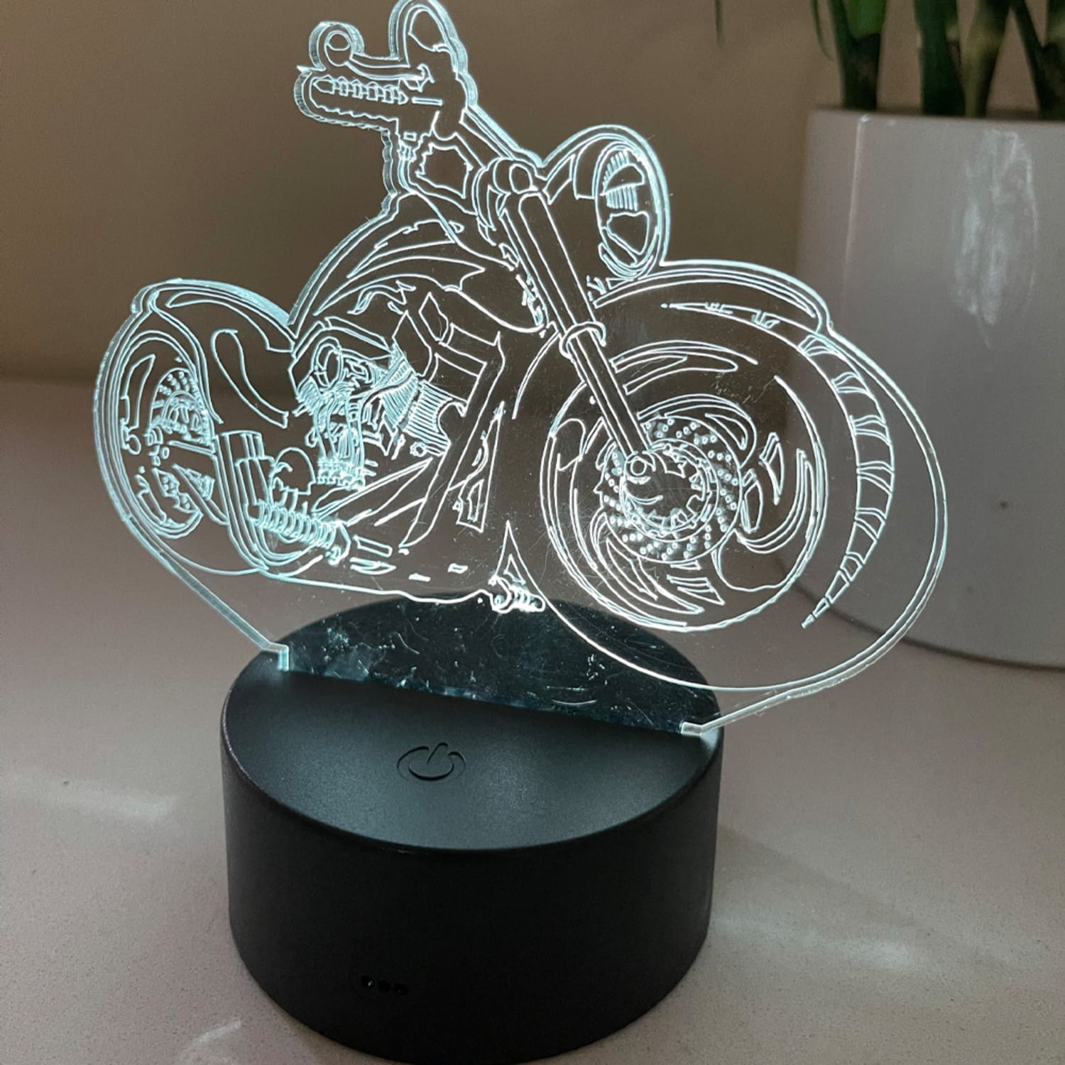 Laser Cut Motorbike 3D Illusion Lamp Free Vector