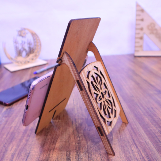 Laser Cut Wood Desk Phone Stand Free Vector