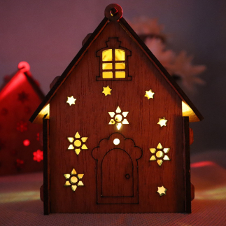 Laser Cut Wooden House Night Lamp 3mm Free Vector