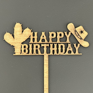 Laser Cut Cowboy Happy Birthday Cake Topper Free Vector
