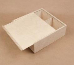 صندوق خشبي مقطوع بالليزر مع غطاء منزلق 3 مم