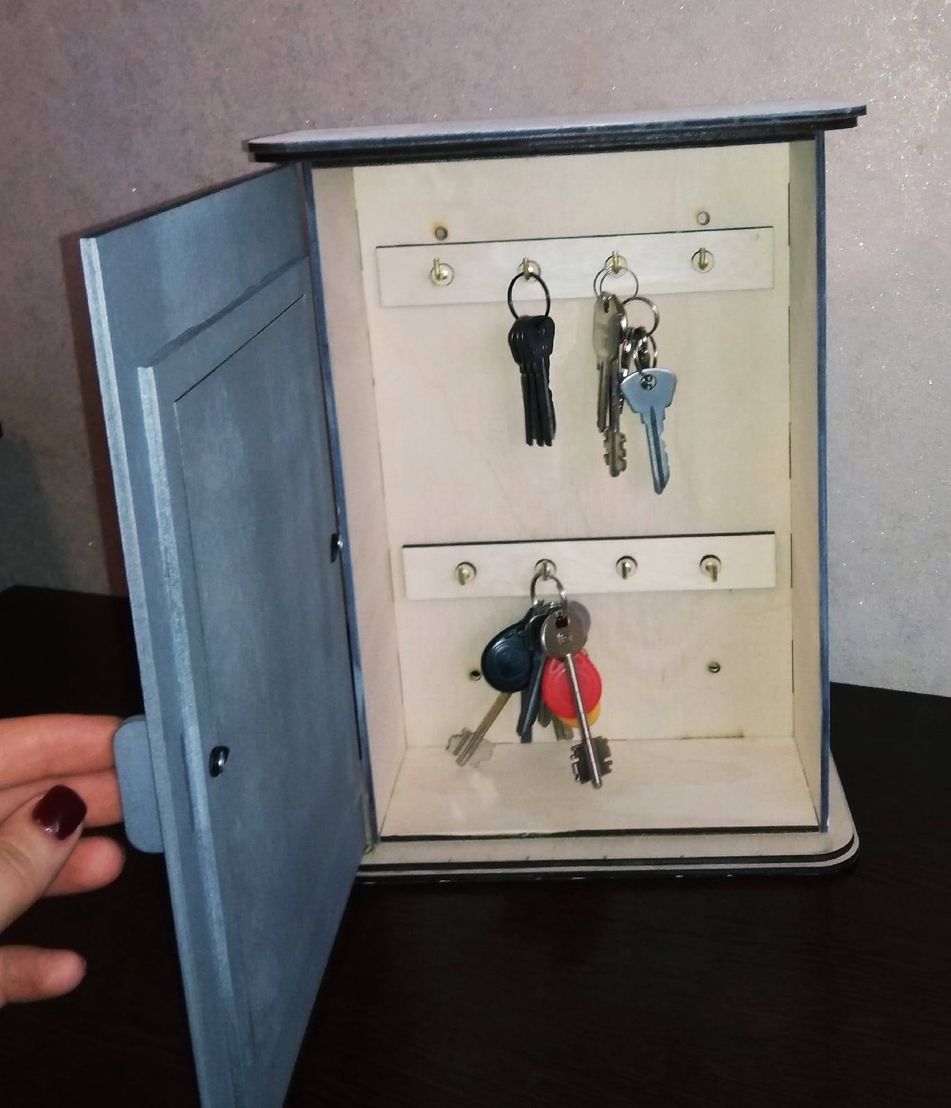 Laser Cut Key Cabinet Key Storage Box With Photo Frame Free Vector