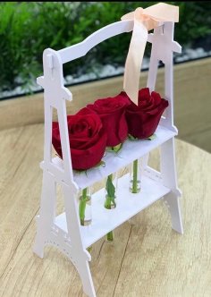 Laserowo wycinana wieża Eiffla Stojak na kwiaty Elegancki drewniany stojak na kolby