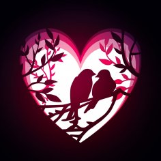 دکور لایه ای پرندگان عشق برش لیزری
