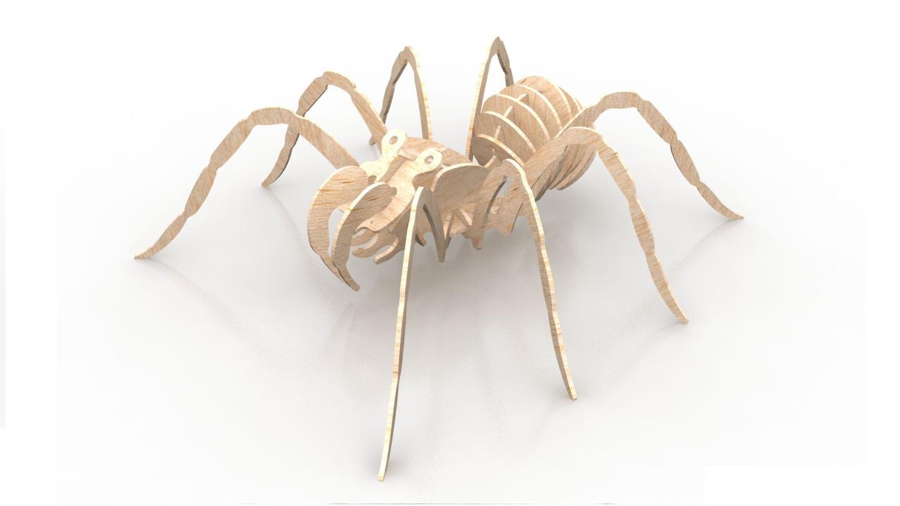 Quebra-cabeça de madeira 3D de insetos Aranha de 1,5 mm