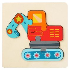 Laser Cut Wooden Puzzle Educational Toy for Children Excavator