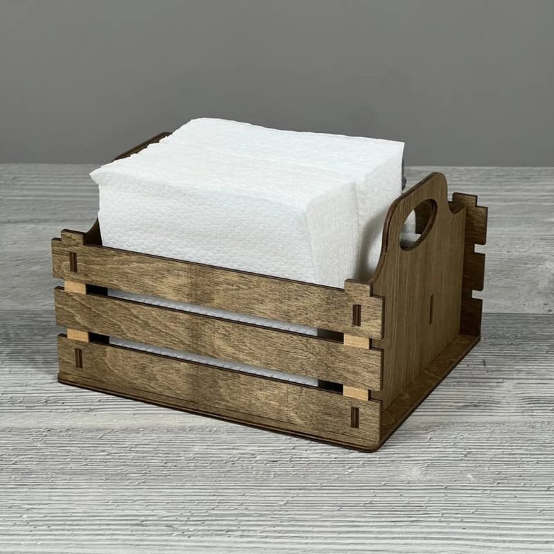 Laser Cut Rustic Wood Napkin Holder with Salt and Pepper Shakers Caddy