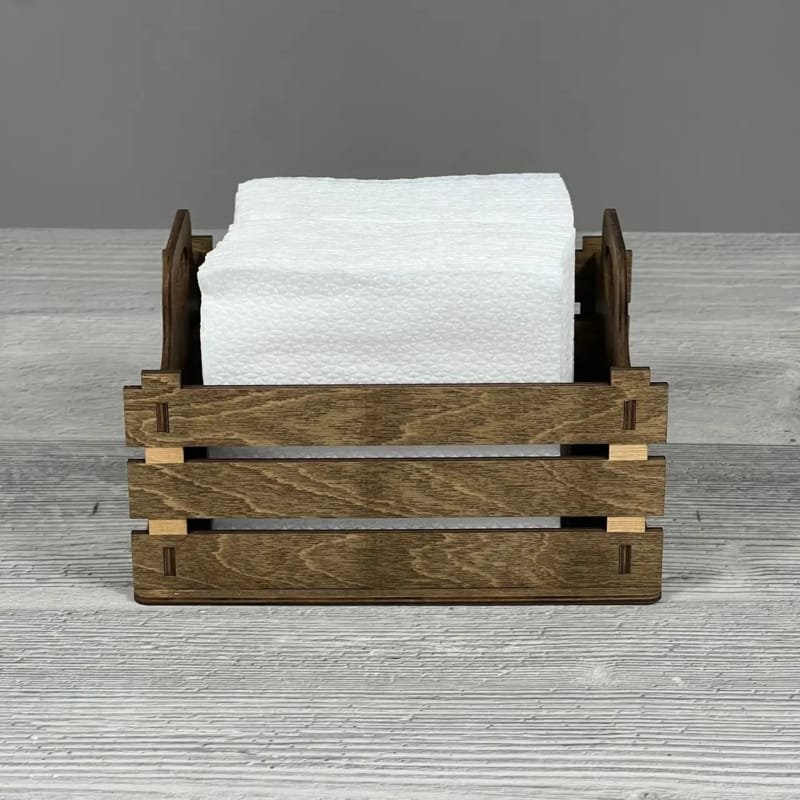 Laser Cut Rustic Wood Napkin Holder with Salt and Pepper Shakers Caddy