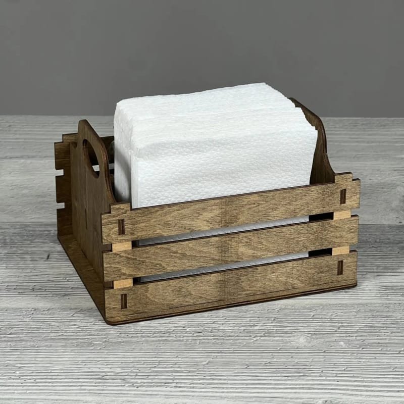 Laser Cut Rustic Wood Napkin Holder with Salt and Pepper Shakers Caddy
