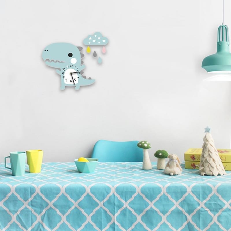 Laser Cut Dinosaur Kids Room Wall Clock Cute Wall Clock