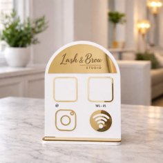 Laser Cut Custom QR Code Business Display Stand