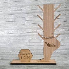 Laser Cut Wooden Anklet Display, Foot Anklets Display Stand
