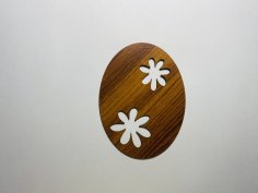 Laser Cut Unfinished Wood Daisy Egg Shape Free Vector