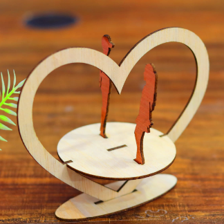 Laser Cut Couple With Heart 3mm Free Vector