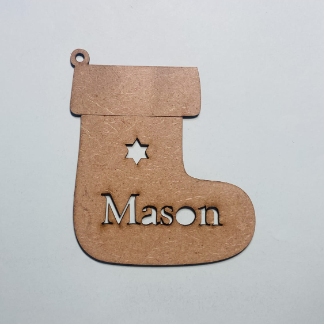 Laser Cut Personalized Stocking Christmas Ornament Free Vector