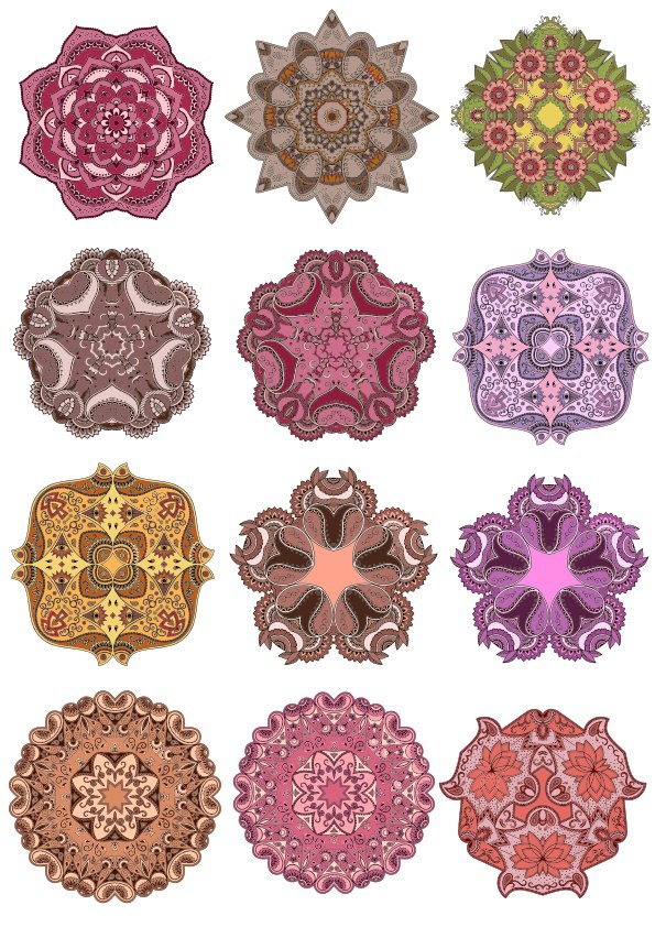Conjunto de Ornamento de Mandala Vetorial