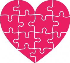 Puzzle a forma di cuore di San Valentino con taglio laser