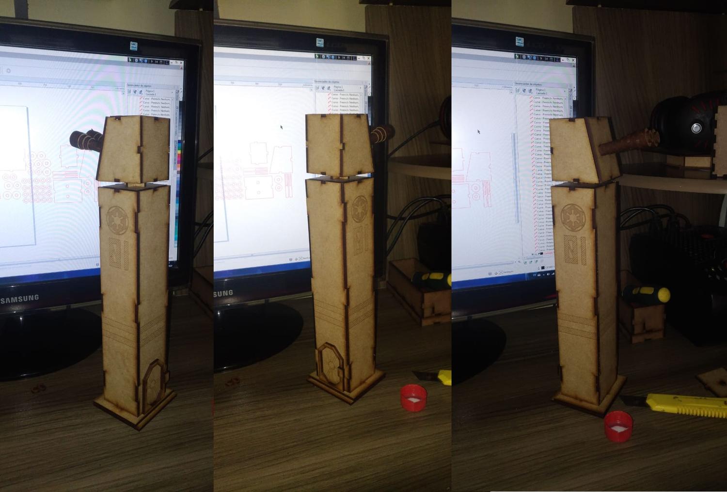 Шаблон лазерной резки деревянной игрушечной зенитной башни
