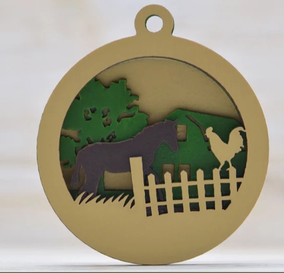 Laser Cut Farmhouse Horse Layered Art Ornament Free Vector