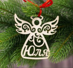 Laser Cut Christmas Tree Pendant Angel Free Vector
