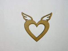 Laser Cut Heart With Wings Shape Unfinished Wood Craft Cutout Free Vector