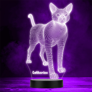 Laser Cut Cat 3D Illusion Night Lamp Free Vector