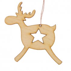 Laser Cut Christmas Pendant Deer With Star Free Vector