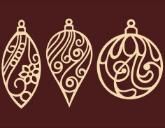 Laser Cut Christmas Tree Hanging Ornaments Free Vector