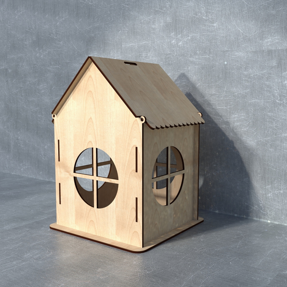 Lasergeschnittene Schachtel in Form eines Hauses 4 mm