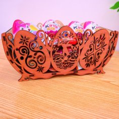 Lézerrel vágott dekoratív húsvéti tojáskosár rétegelt lemez, 4 mm